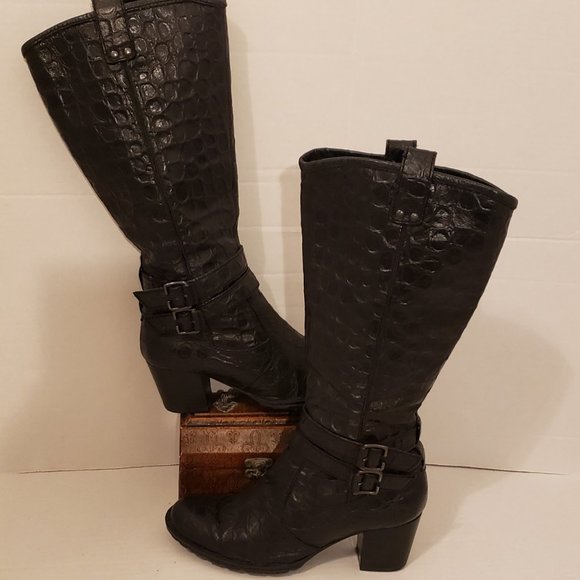 Born Shoes - EUC - BORN Lewisa Black Crocodile Leather Boots